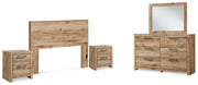 Hyanna Queen Panel Headboard with Mirrored Dresser and 2 Nightstands in Tan Brown from Ashley - Lara Furniture