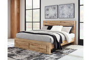 Hyanna Tan Brown Queen Platform Storage Bed - Lara FurnitureQueen Bed