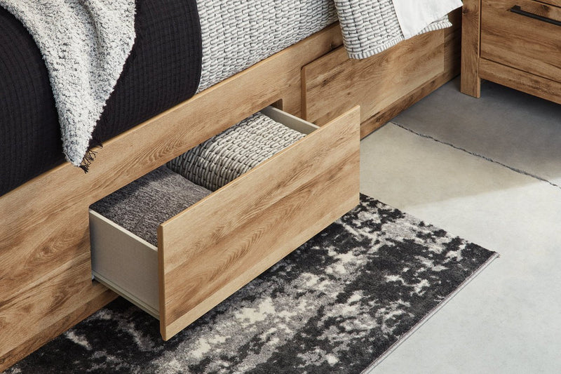 Hyanna Tan Brown Queen Platform Storage Bed with 2 Under Bed Storage Drawer - Lara FurnitureQueen Bed