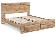 Hyanna Tan King Panel Storage Bed - Lara FurnitureKing Bed