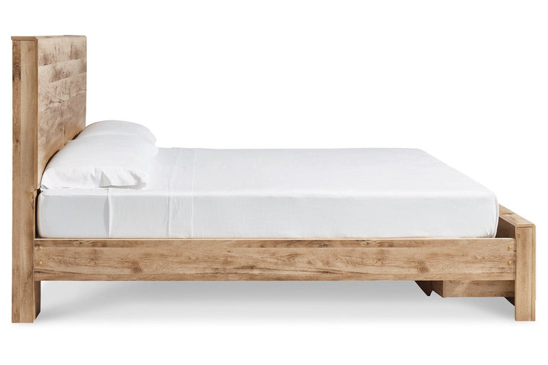 Hyanna Tan King Panel Storage Bed - Lara FurnitureKing Bed