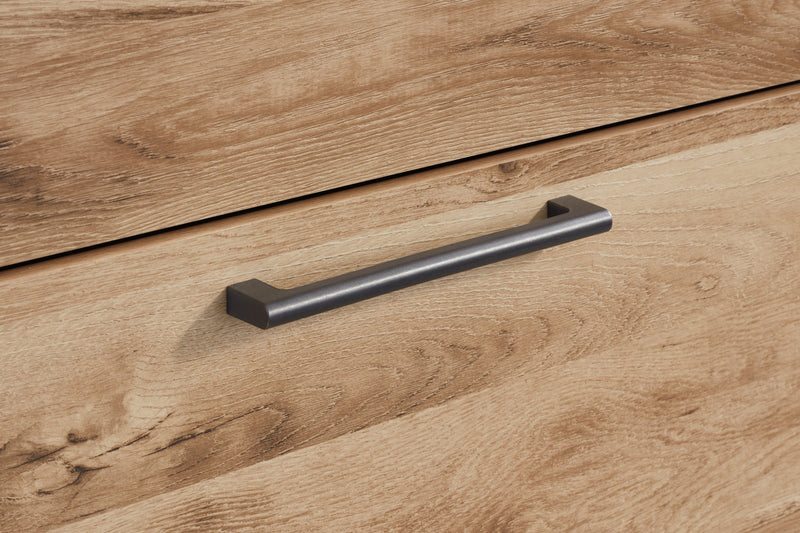 Hyanna Twin Panel Headboard with Mirrored Dresser, Chest and 2 Nightstands in Tan Brown - PKG015273
