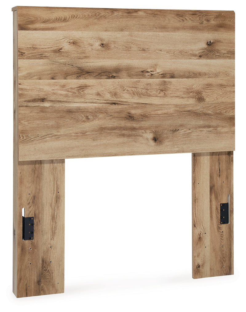 Hyanna Twin Panel Headboard with Mirrored Dresser, Chest and 2 Nightstands in Tan Brown - PKG015273