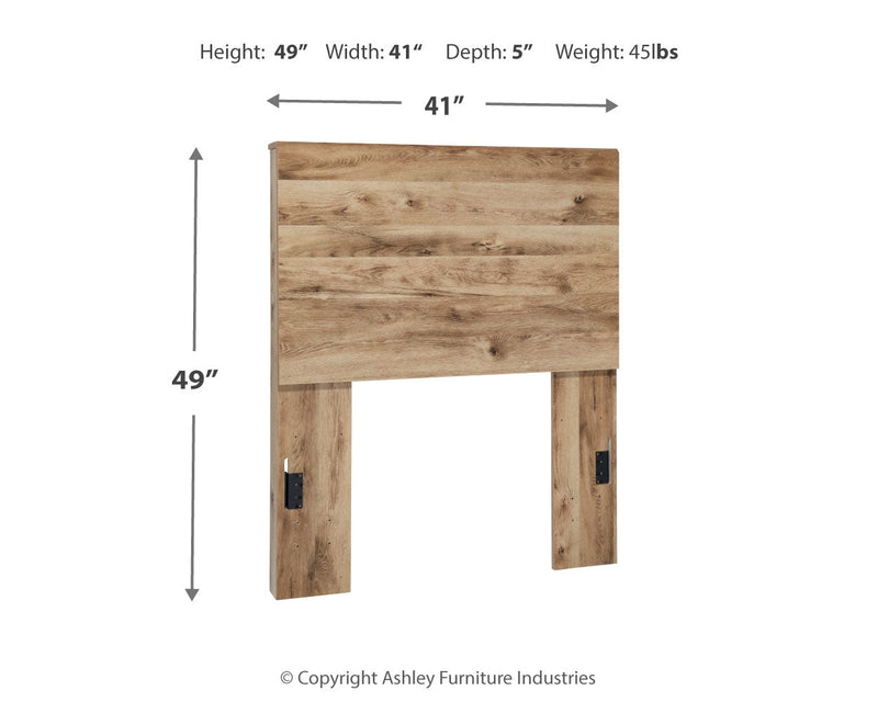 Hyanna Twin Panel Headboard with Mirrored Dresser, Chest and Nightstand in Tan Brown - PKG015276
