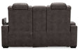 HyllMont Gray Power Reclining Loveseat with Console - Gate FurniturePower Reclining Loveseat
