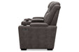 HyllMont Gray Power Reclining Loveseat with Console - Gate FurniturePower Reclining Loveseat