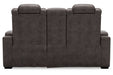 HyllMont Gray Power Reclining Loveseat with Console - Gate FurniturePower Reclining Loveseat