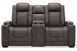 HyllMont Gray Power Reclining Loveseat with Console - Gate FurniturePower Reclining Loveseat