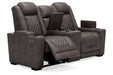 HyllMont Gray Power Reclining Loveseat with Console - Gate FurniturePower Reclining Loveseat