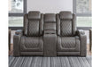 HyllMont Gray Power Reclining Loveseat with Console - Gate FurniturePower Reclining Loveseat