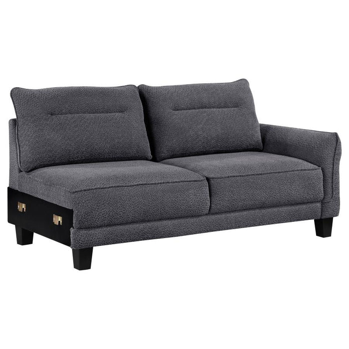 Caspian Upholstered Curved Arm Chaise  Gray Sectional