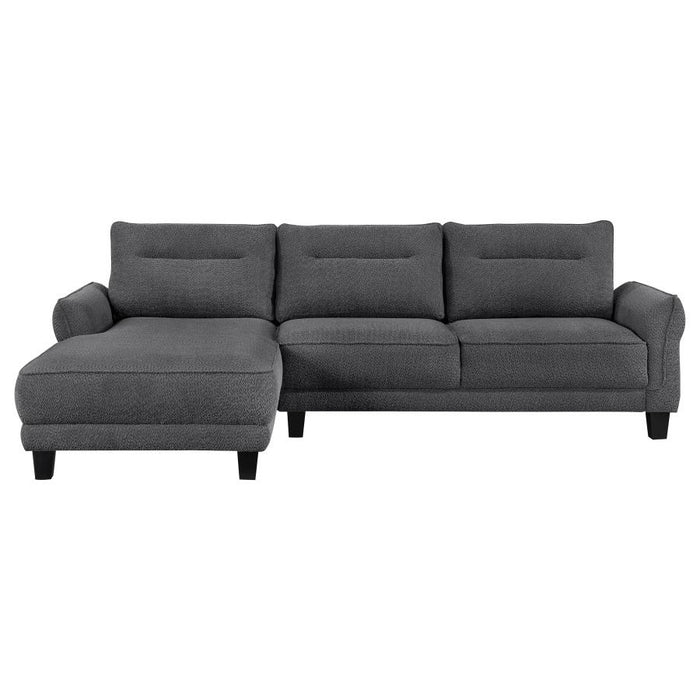 Caspian Upholstered Curved Arm Chaise  Gray Sectional