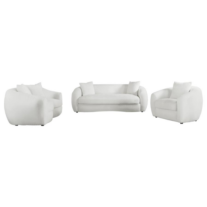 Isabella Faux Sheepskin Upholstered  Ivory Living Room Set