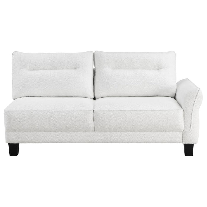 Caspian Upholstered Curved Arm Chaise  White Sectional