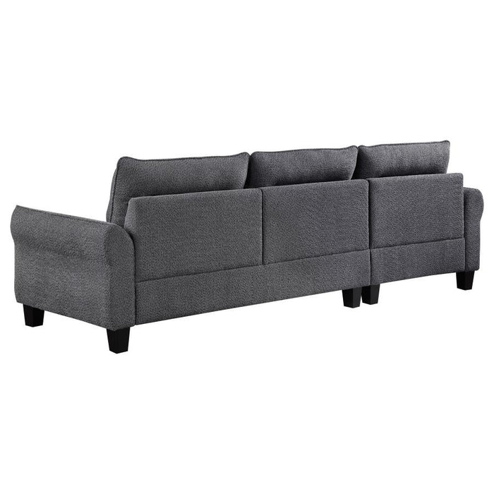 Caspian Upholstered Curved Arm Chaise  Gray Sectional