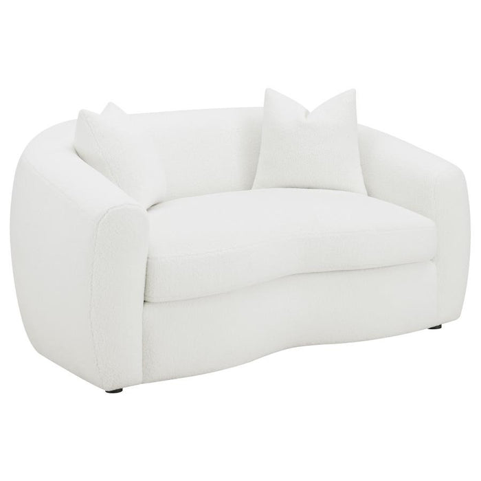 Isabella Faux Sheepskin Upholstered  Ivory Living Room Set