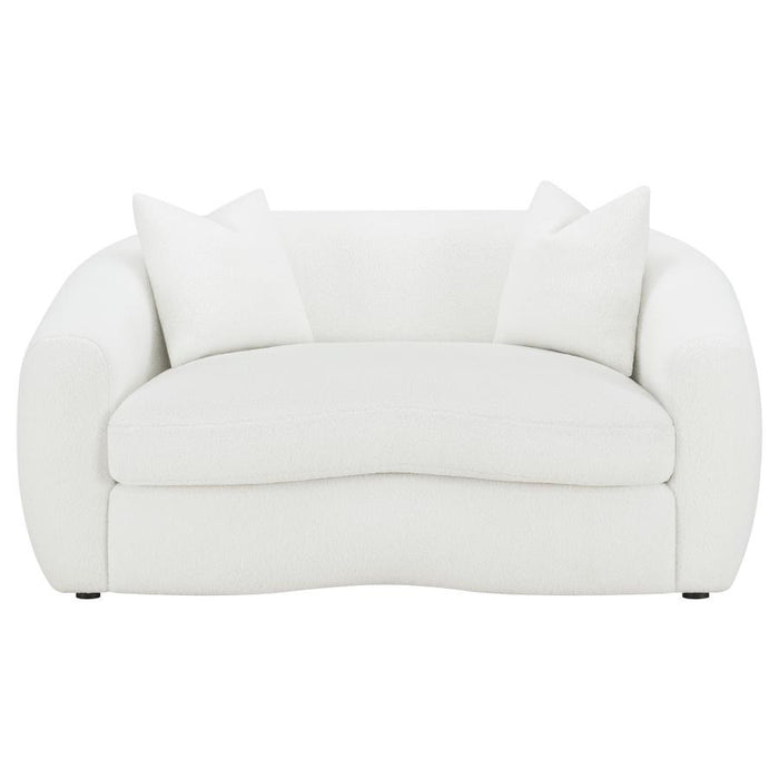 Isabella Faux Sheepskin Upholstered  Ivory Living Room Set