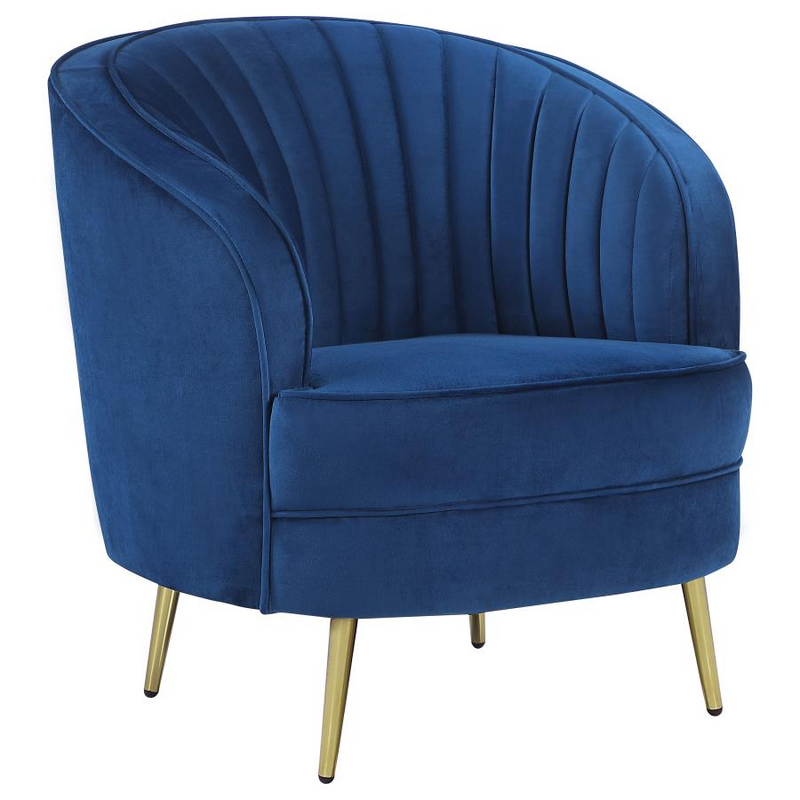 Sophia Upholstered Channel Tufted Blue Living Room Set