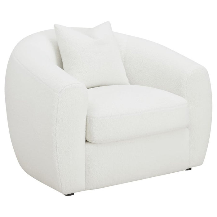 Isabella Faux Sheepskin Upholstered  Ivory Living Room Set