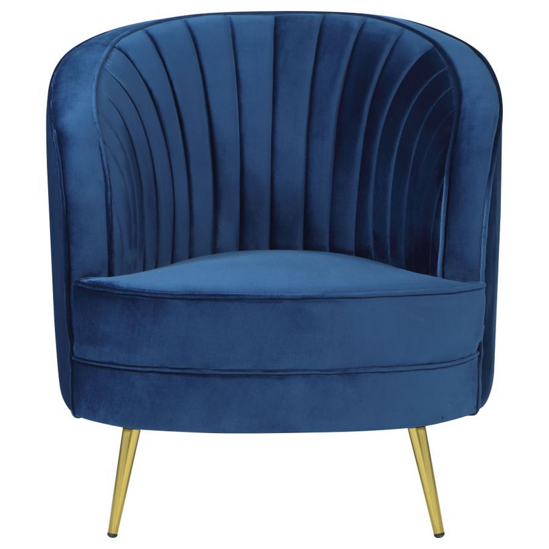 Sophia Upholstered Channel Tufted Blue Living Room Set