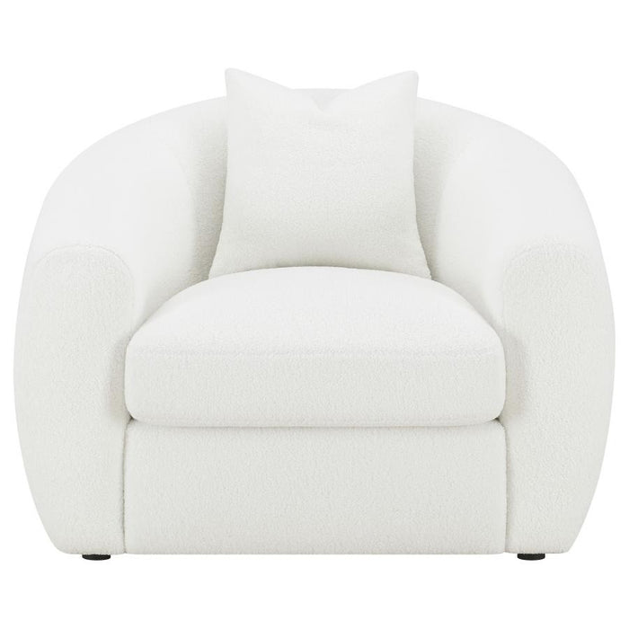 Isabella Faux Sheepskin Upholstered  Ivory Living Room Set