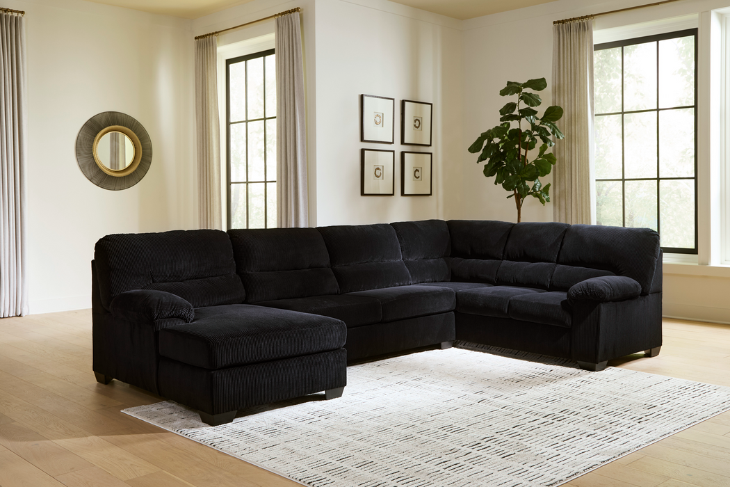 SimpleJoy 3-Piece Black LAF Sectional with Chaise