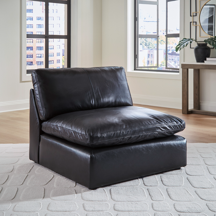 Emilia Black Leather 3-Piece Sofa