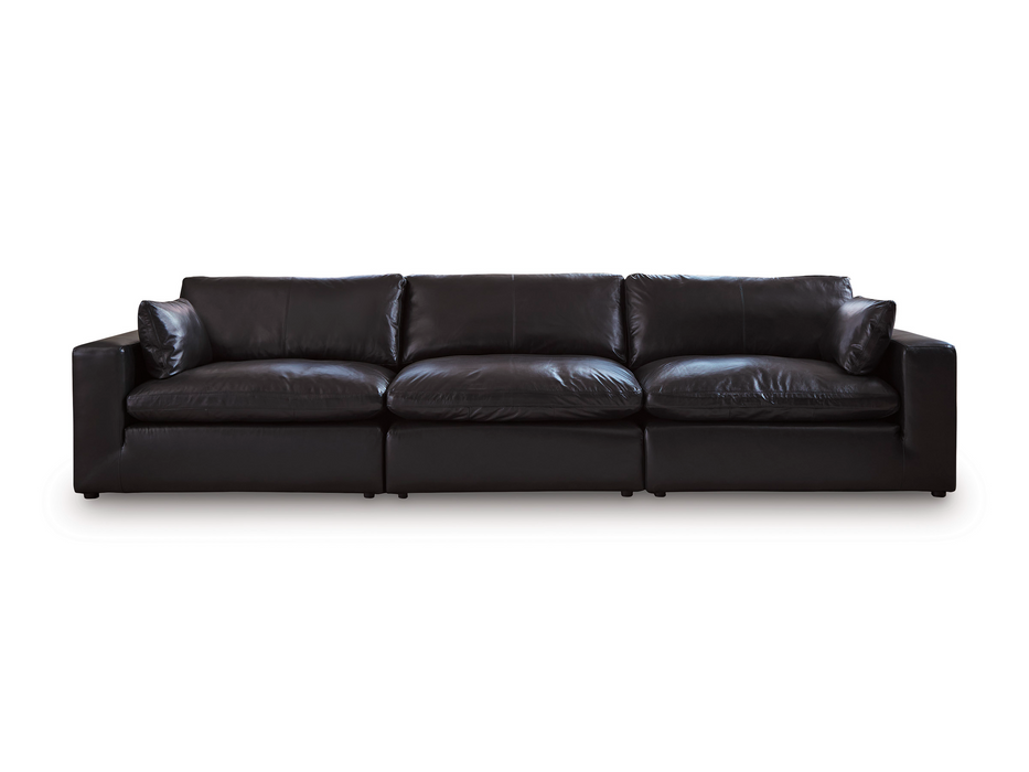 Emilia Black Leather 3-Piece Sofa