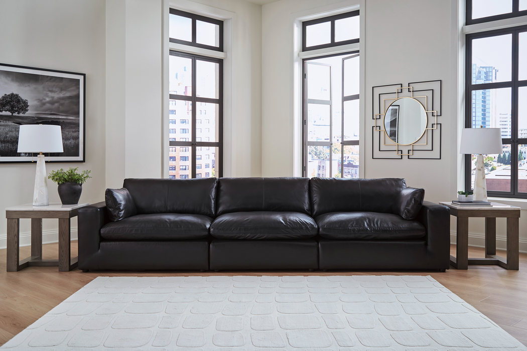 Emilia Black Leather 3-Piece Sofa