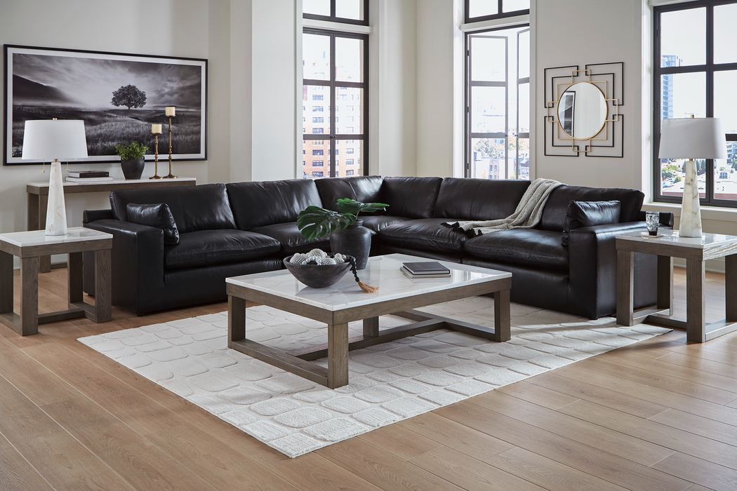 Emilia 5-Piece Black Leather Sectional