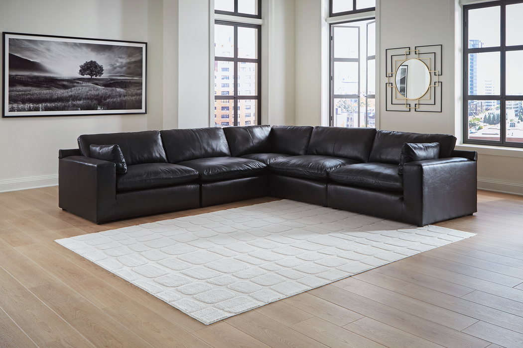 Emilia 5-Piece Black Leather Sectional