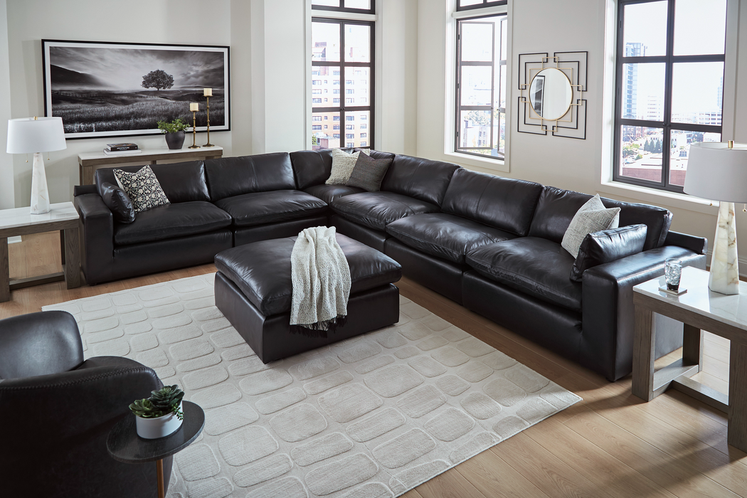 Emilia 6-Piece Black Leather Sectional