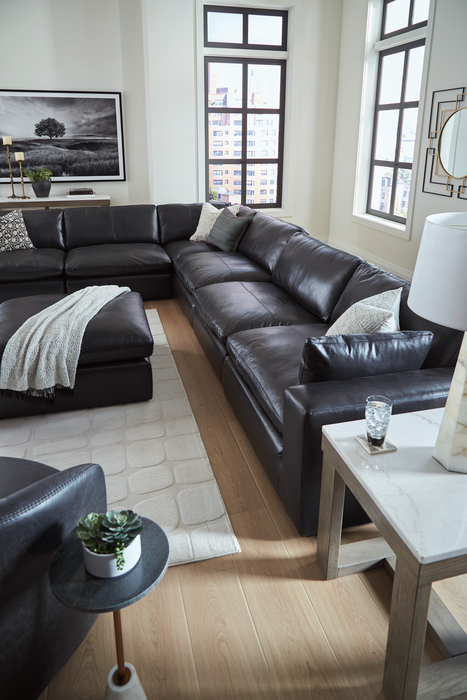 Emilia 6-Piece Black Leather Sectional