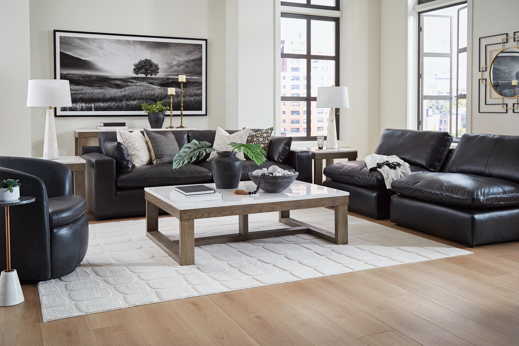 Emilia Black Leather 3-Piece Sofa