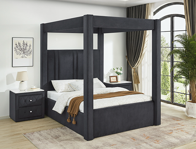 Jayla Canopy Black King Bed
