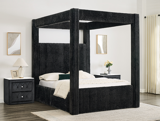 Carla Canop Black Queen Bed