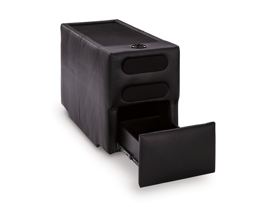 Modmax  Black Leather II 3-Piece Sectional Loveseat with Audio Console