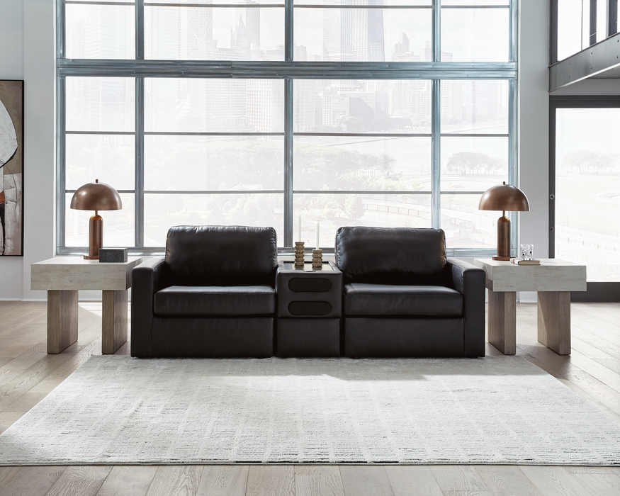 Modmax  Black Leather II 3-Piece Sectional Loveseat with Audio Console