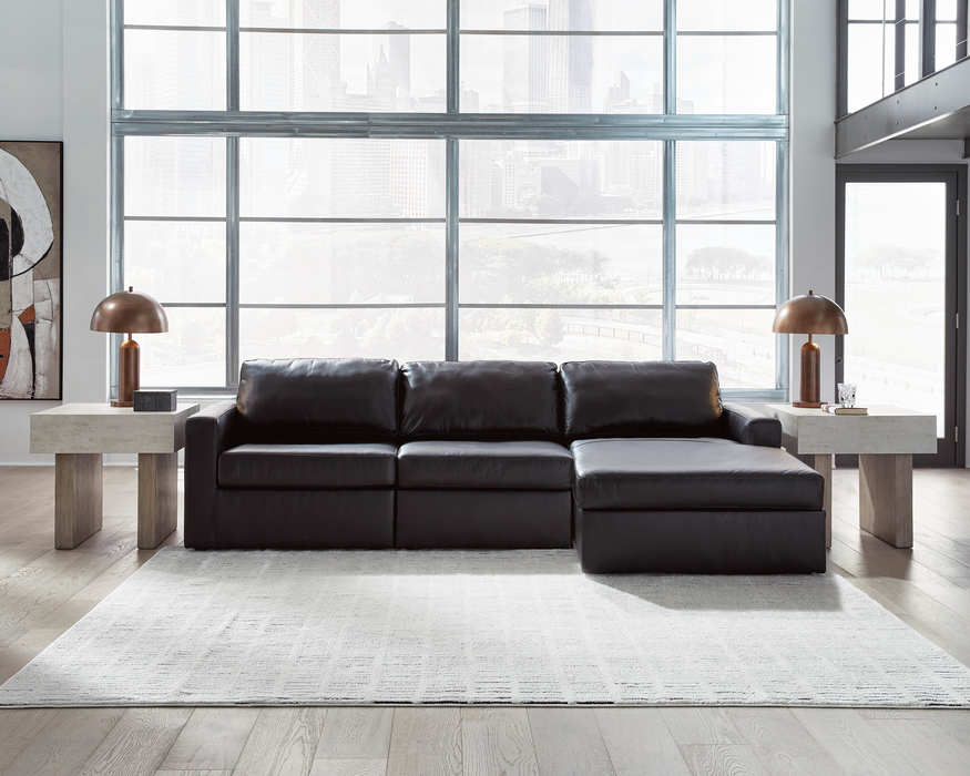 Modmax II Black Leather 3-Piece  RAF Sectional