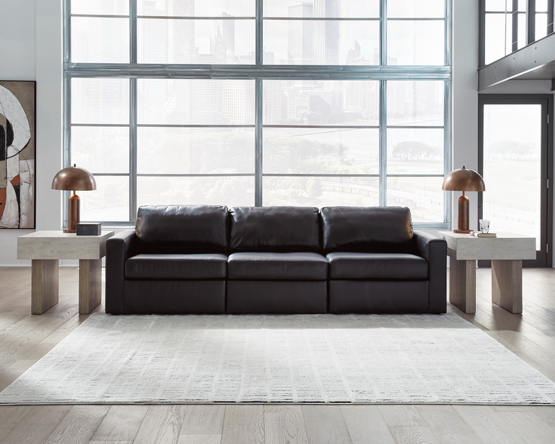 Modmax II  Black Leather 3-Piece Sectional Sofa