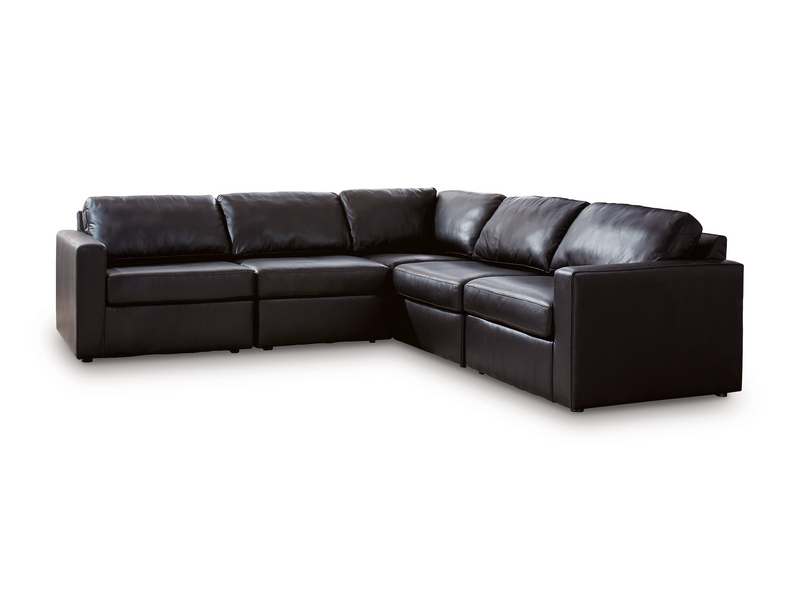 Modmax II Black Leather 5-Piece Sectional