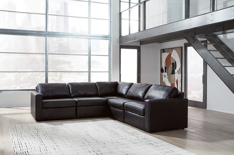 Modmax II Black Leather 5-Piece Sectional