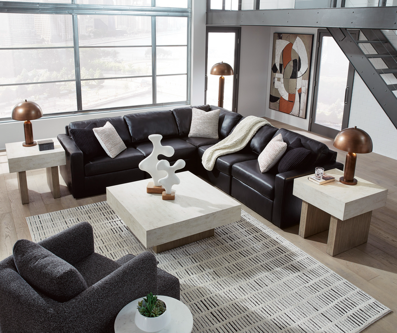 Modmax II Black Leather 5-Piece Sectional