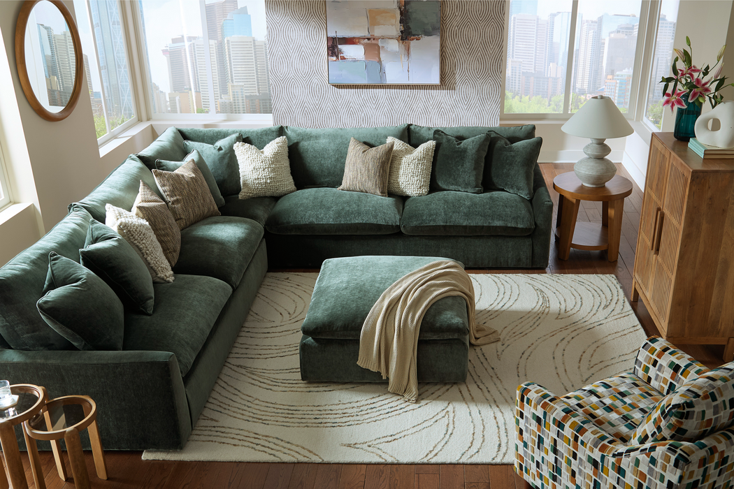 Carriage View 3-Piece Jade Sectional