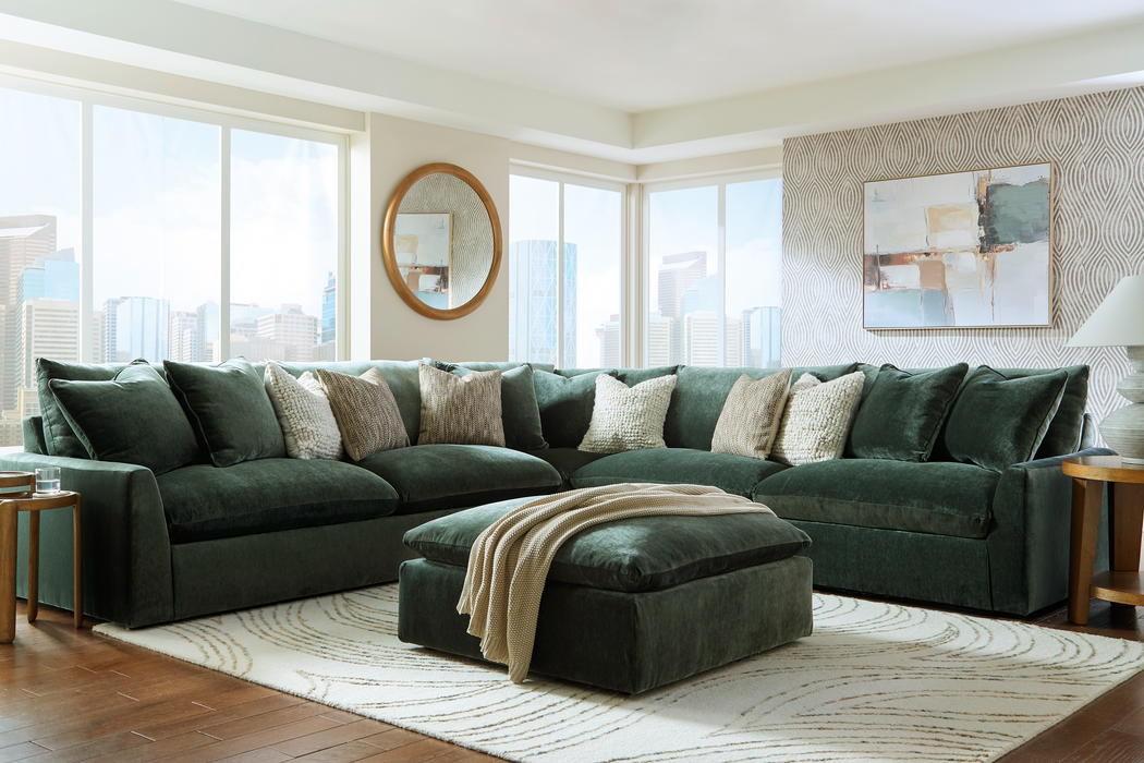 Carriage View 3-Piece Jade Sectional