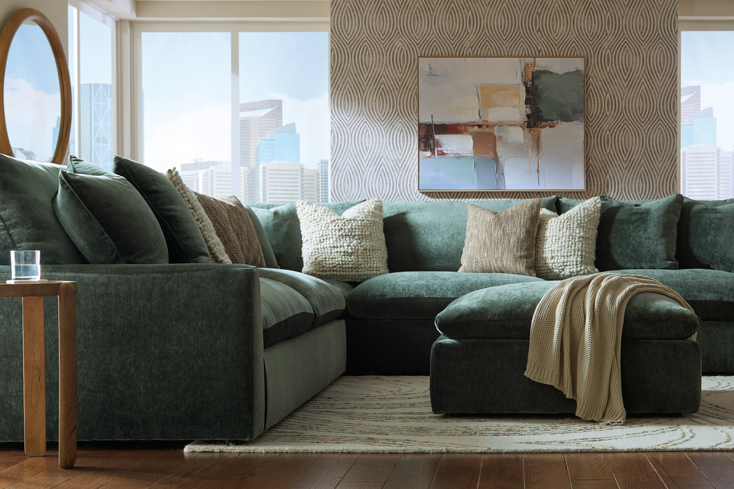 Carriage View 3-Piece Jade Sectional