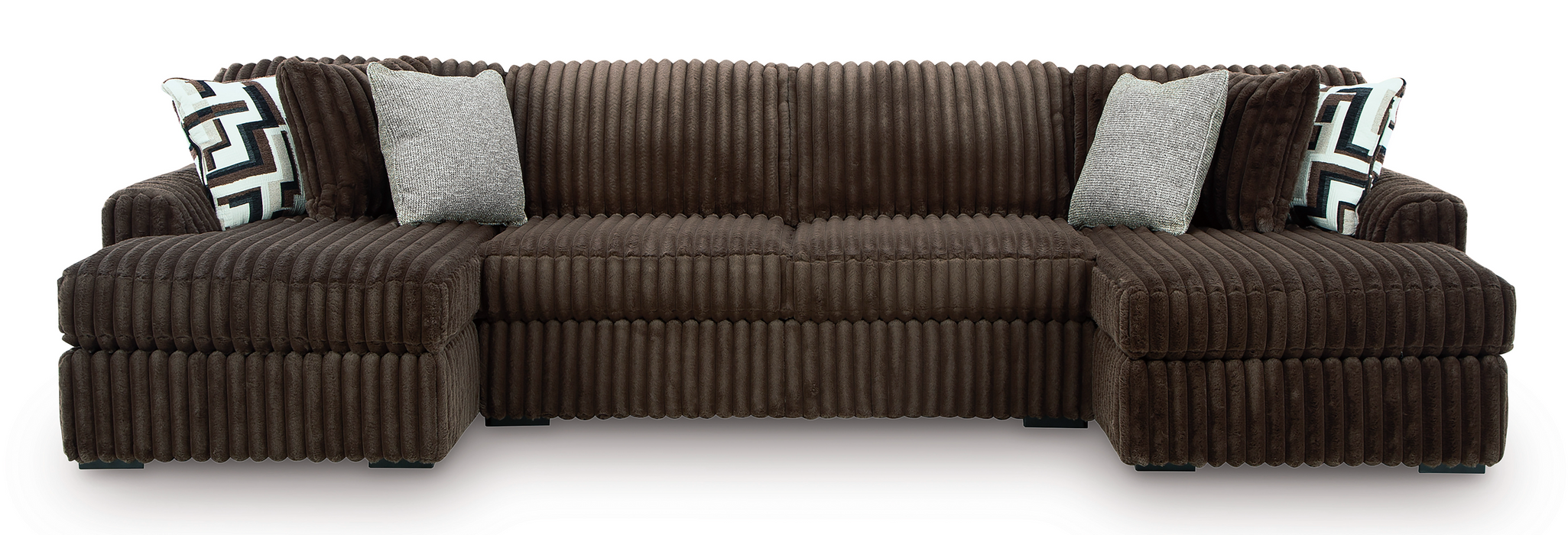 Midnight-Madness Chocolate 3-Piece  Double Chaise Sectional