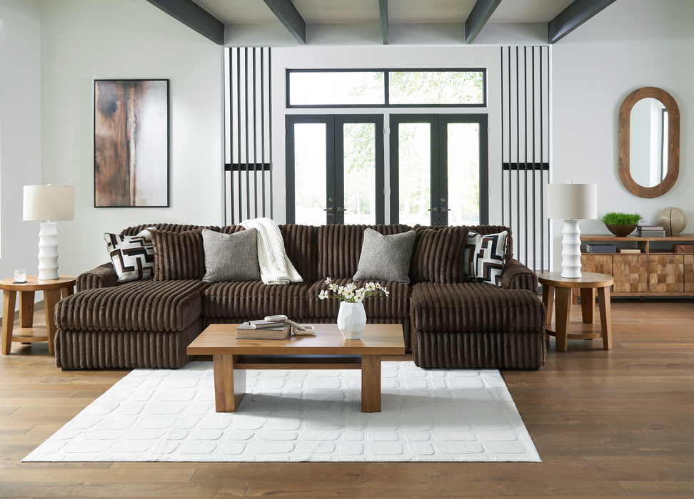 Midnight-Madness Chocolate 3-Piece  Double Chaise Sectional