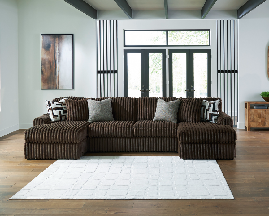 Midnight-Madness Chocolate 3-Piece  Double Chaise Sectional