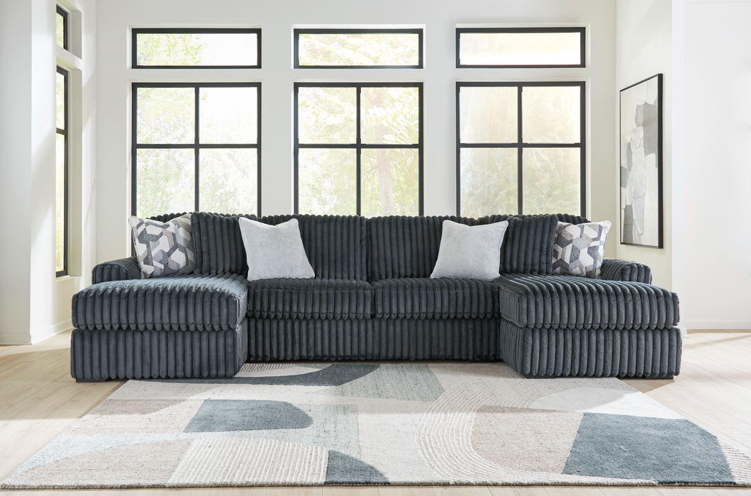 Midnight-Madness  Gunmetal 3-Piece Double Chaise Sectional